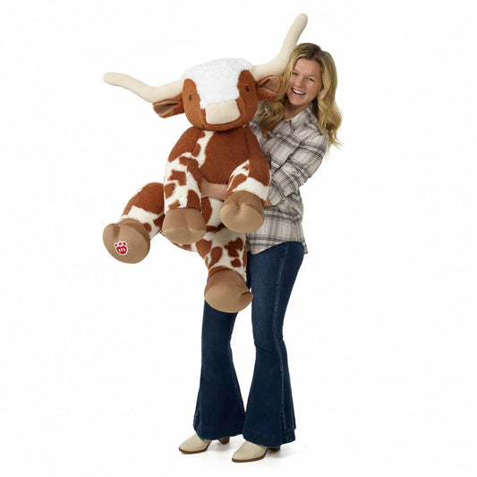 Giant Longhorn Cow Plush & Red Gifting Bow | Build-A-Bear® - US 9207