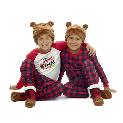 Build-A-Bear Pajama Shop™ Buffalo Check Bear Slipper Socks - Toddler, Youth &amp; Adult - US 4723